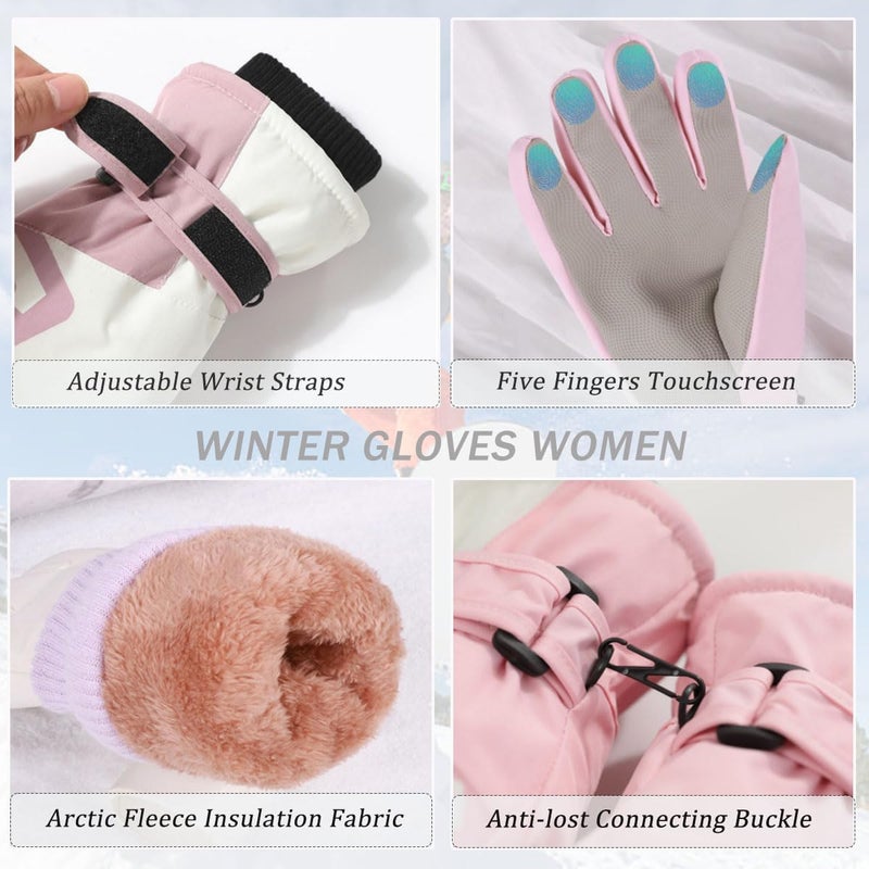 Ottsas Winter Gloves Women for Cold Weather Snow Gloves Touchscreen Ladies Ski Gloves for Women Waterproof Warm Windproof - Image 2
